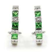 Fantastic White Gold Tsavorite Garnet and Diamond Hook earrings