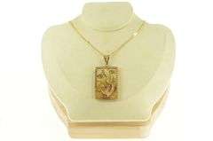 14K Yellow Gold Chinese Jade Dragon Elaborate Chain Necklace