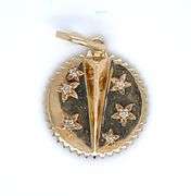 14K YELLOW GOLD CHARM WITH DIAMOND FLOWERS