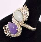 Purple And Light Green Gemstone Ring In Sterling Silver