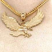 14K YELLOW GOLD TEXTURED EAGLE CHARM WITH CHAIN