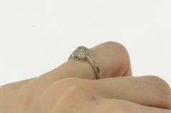 14K White Gold Diamond Encrusted Domed Pave Engagement Ring