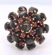 Stunning Yellow Gold Black Star and Ruby Cocktail Ring