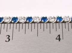 Blue And White CZ Tennis Bracelet In Sterling Silver