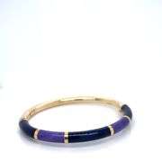 14K YELLOW GOLD INLAY PURPLE AND BLUE BANGLE