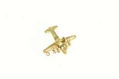 14K Yellow Gold 3D Articulated Propeller Air Plane Jet Charm/Pendant