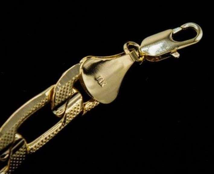 Sharp 35 Gram 14 Kt Italian Gold Plate Figaro Link Bracelet