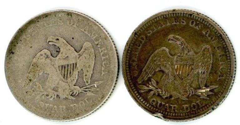 2 1856 No Motto Liberty Seated Quarters