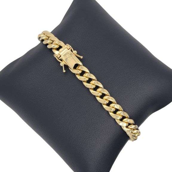7.5MM- 14K YELLOW GOLD MIAMI CUBAN LINK CHAIN BRACELET