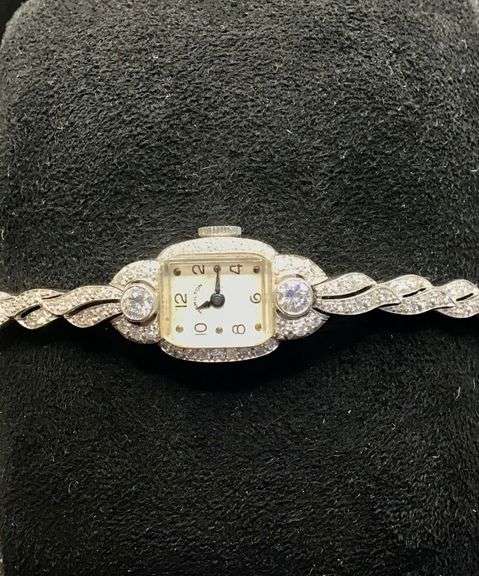 HAMILTON LADIES VINTAGE ART-DECO PLATINUM ANTIQUE DIAMOND WATCH