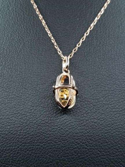 14 Kt Rose Gold Plated Natural Citrine Pendant