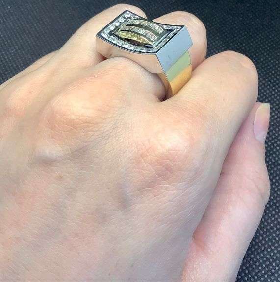 IMPRESSIVE TWO TONE GOLD MULTI DIAMOND MEN’S RING