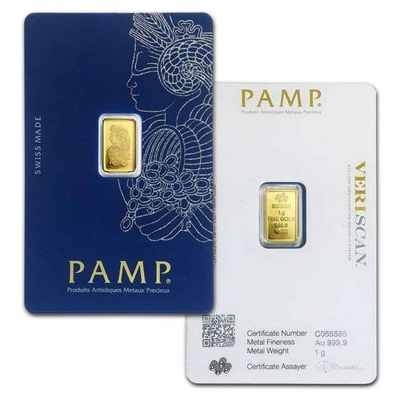 2x PAMP Suisse 1.0 Gram Pure Gold Bars!
