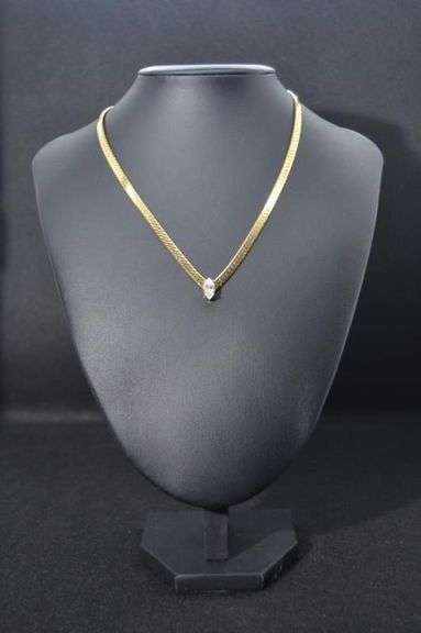 Huge 19.2 Gram Gold Plated Herringbone Necklace