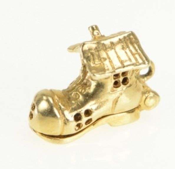 14K Yellow Gold 3D Old Lady Shoe Mother Goose Charm/Pendant