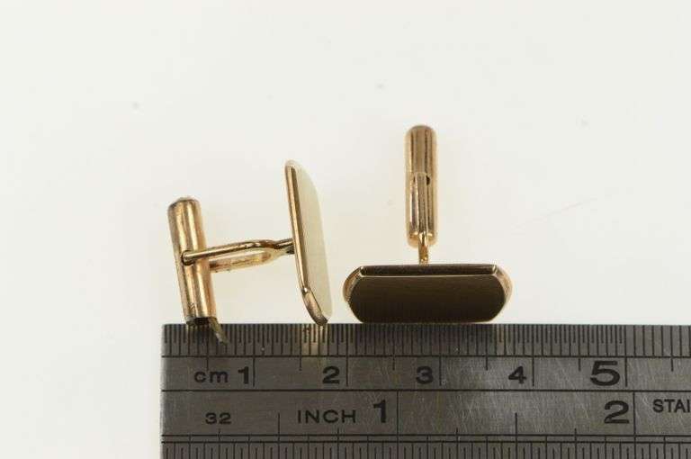 14K Yellow Gold Squared Monogrammable Vintage Classic Cuff Links