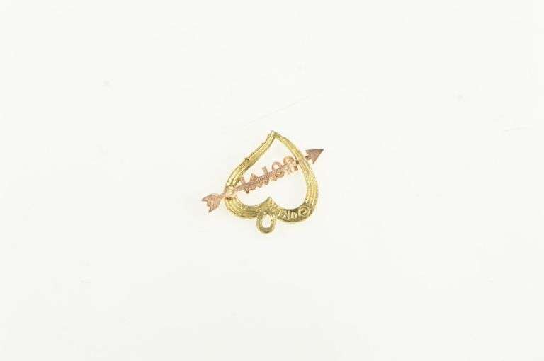 14K Yellow Gold I Love You Heart Valentine Arrow Cupid Charm/Pendant