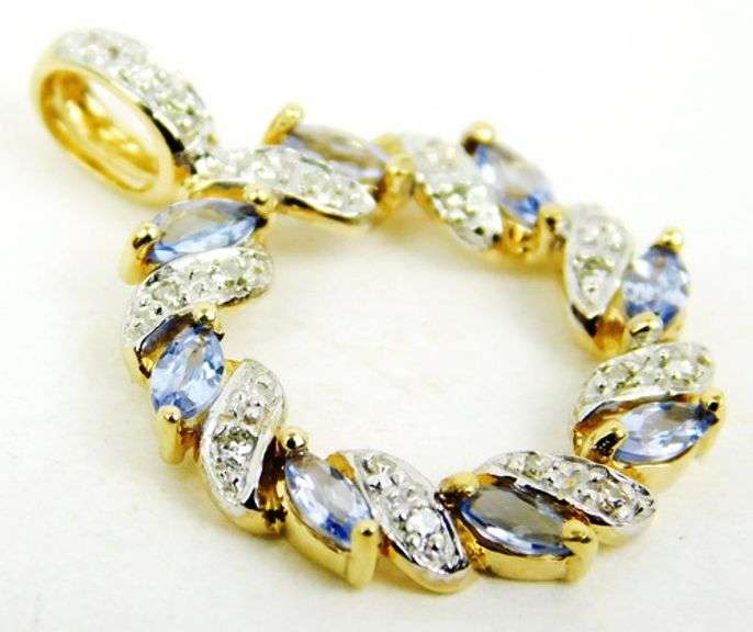 Prettiest 10K Tanzanite's & Diamonds Pendant