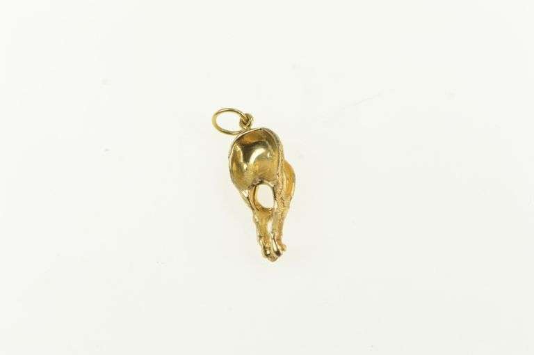 14K Yellow Gold Horse Rear End Novelty Funny Textured Charm/Pendant