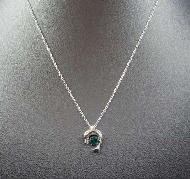 14 Kt White Gold Plated Dolphin Pendant