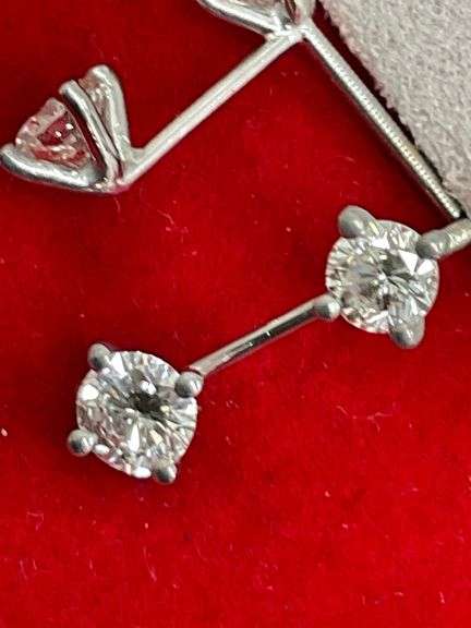 BRAND NEW- CERTIFIED- 14KT WHITE GOLD AND DIAMOND STUD EARRINGS!