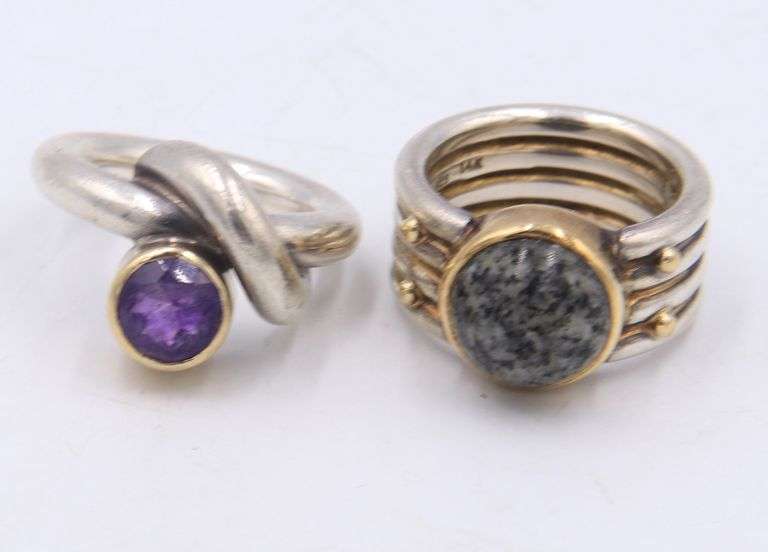 Lot of 925 Sterling Silver Jewelry with Yellow Gold accent