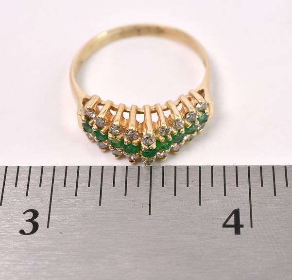 Precious Emerald And Diamond Ring in 14K Yellow Gold