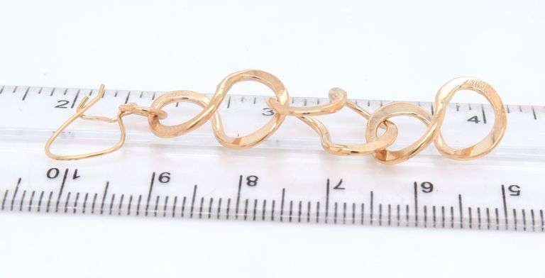 Beautiful Yellow Gold Squiggle Dangle Earrings