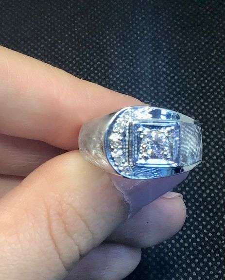RETRO 14K WHITE GOLD WRAP DIAMOND MEN’S RING