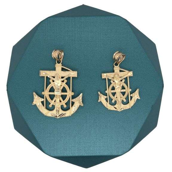 14K YELLOW GOLD ANCHOR SHAPE RELIGION CHARM WITH CHAIN