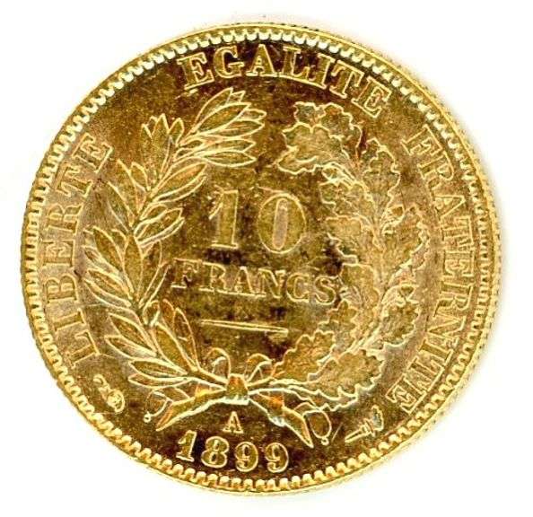 1899-A France 10 Franc Gold Piece