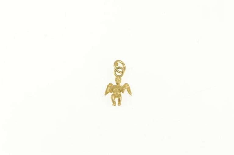 14K Yellow Gold 3D Cherub Baby Guardian Angel Protection Charm/Pendant
