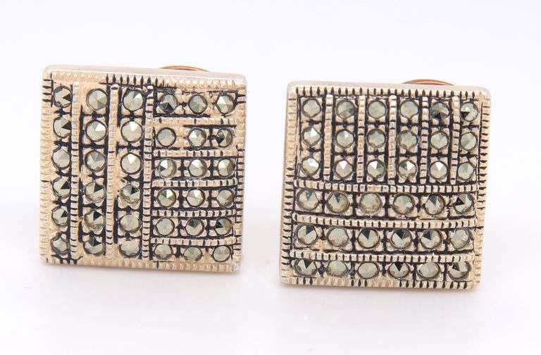 Set of 925 Sterling Silver Marcasite Necklace and Earrings