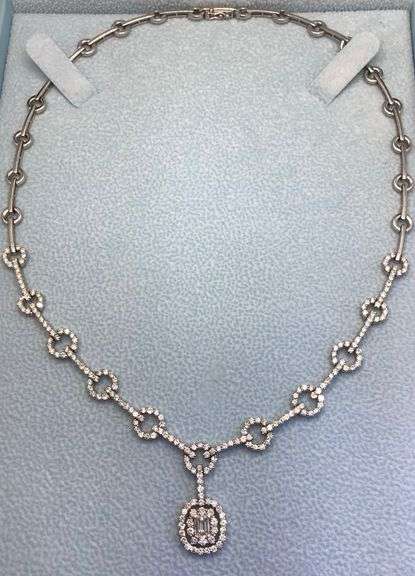 RENAISSANCE STYLE GORGEOUS 18K WHITE GOLD DIAMOND NECKLACE