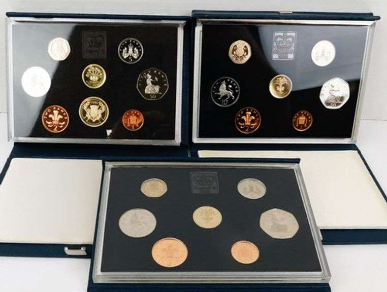 3 United Kingdom Proof Coin Sets by Royal Mint