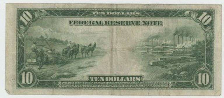 Much nicer 1914 Series Large Size $10 Federal Reserve Note (3-C)