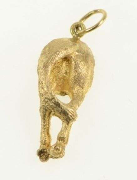 14K Yellow Gold Horse Rear End Novelty Funny Textured Charm/Pendant