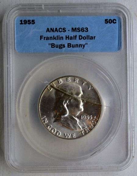 1955 ANACS-MS63 Franklin Half Dollars "Bugs Bunny"