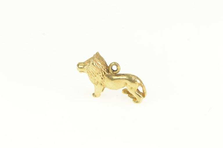 14K Yellow Gold 3D Lion African Safari Animal Charm/Pendant
