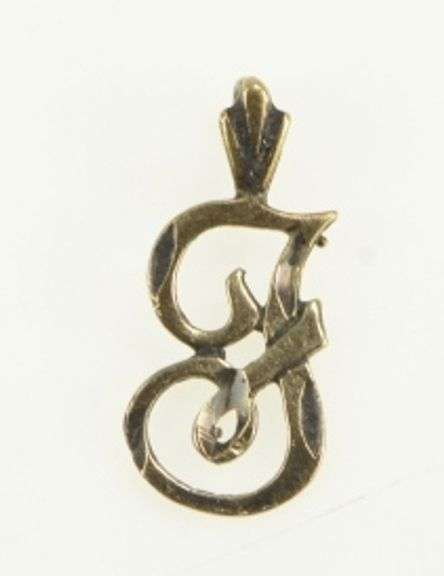 14K Yellow Gold F Cursive Initial Monogram Charm/Pendant