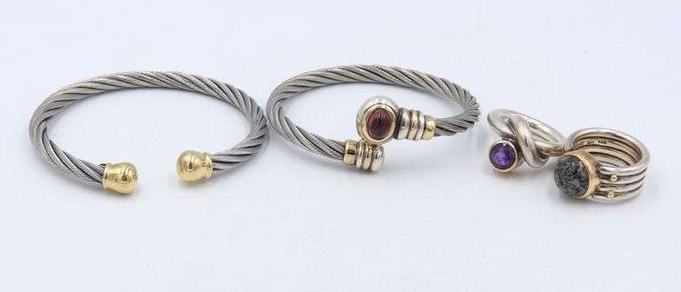 Lot of 925 Sterling Silver Jewelry with Yellow Gold accent