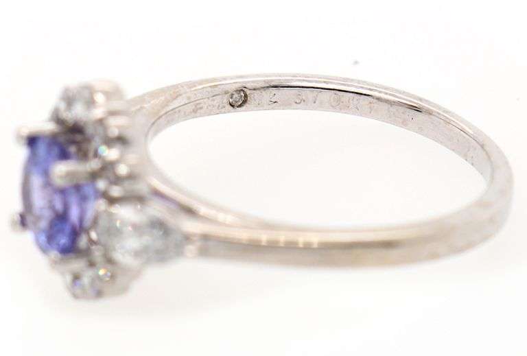 0.88ct Round Tanzanite and 0.72ctw Diamond Frame Ring in 14K