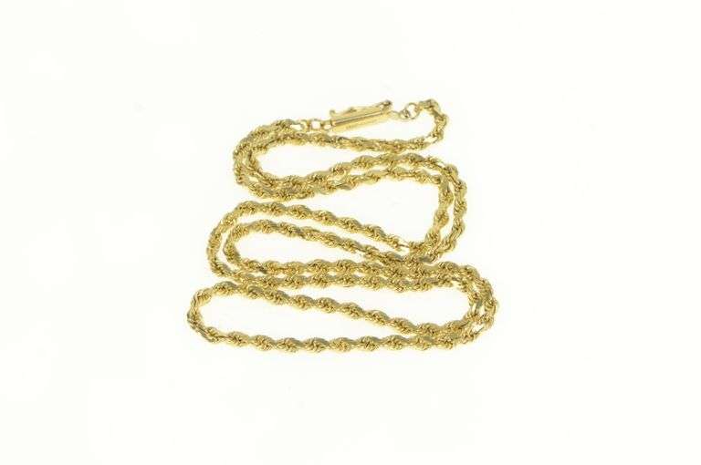 14K Yellow Gold 2.7mm Rope Chain Rolling Twist Spiral Link Necklace