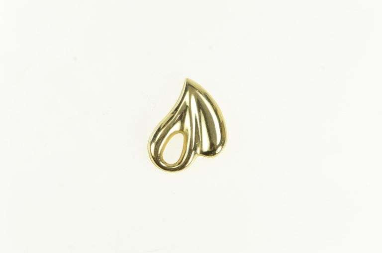 14K Yellow Gold Puffy Heart Love Symbol Vintage Slide Pendant