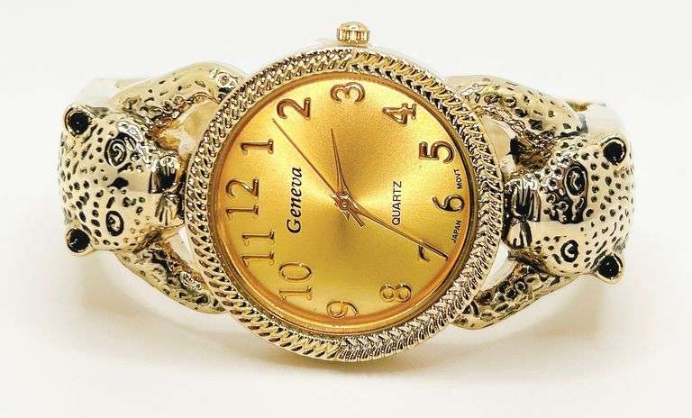 18kt GP Leopard Geneva Bangle Watch
