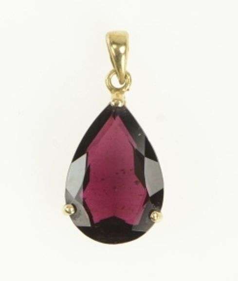 14K Yellow Gold Pear Tourmaline Solitaire Vintage Statement Pendant