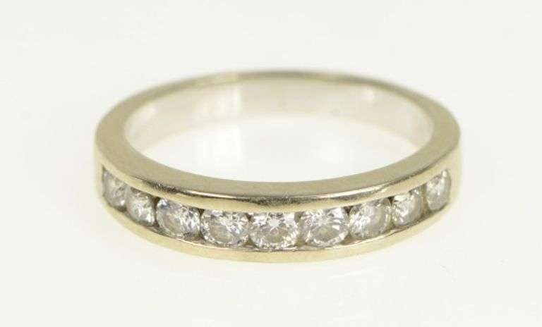 14K White Gold 1.00 Ctw Diamond Classic Wedding Band Ring
