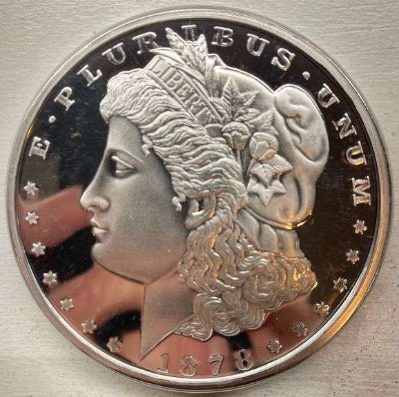1879 Morgan Dollar One Pound Copper Silver Plated Coin
