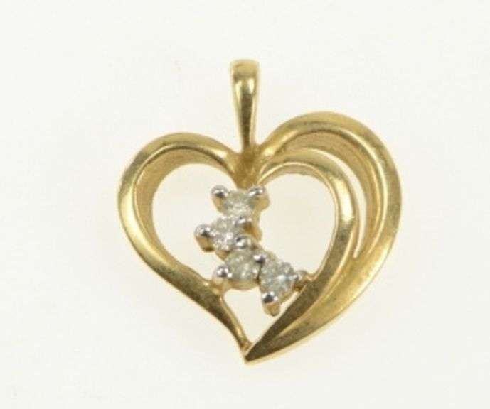 14K Yellow Gold Vintage Diamond Heart Valentine Love Charm/Pendant