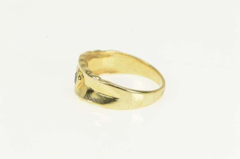 14K Yellow Gold Blue Topaz Sapphire Inset Vintage Statement Ring